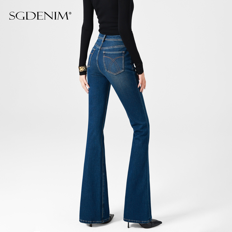 Retro Trend/Four-Way Stretch Fleece-Lined High-Waisted Micro-Flared Jeans for Women, Tight-Fitting, Hip-Lifting, Slimming, 2026 Autumn and Winter Style Retro Trend/Four-Way Stretch Fleece-Lined High-Waisted Micro-Flared Jeans for Women, Tight-Fitting, Hip-Lifting, Slimming, 2026 Autumn and Winter Style