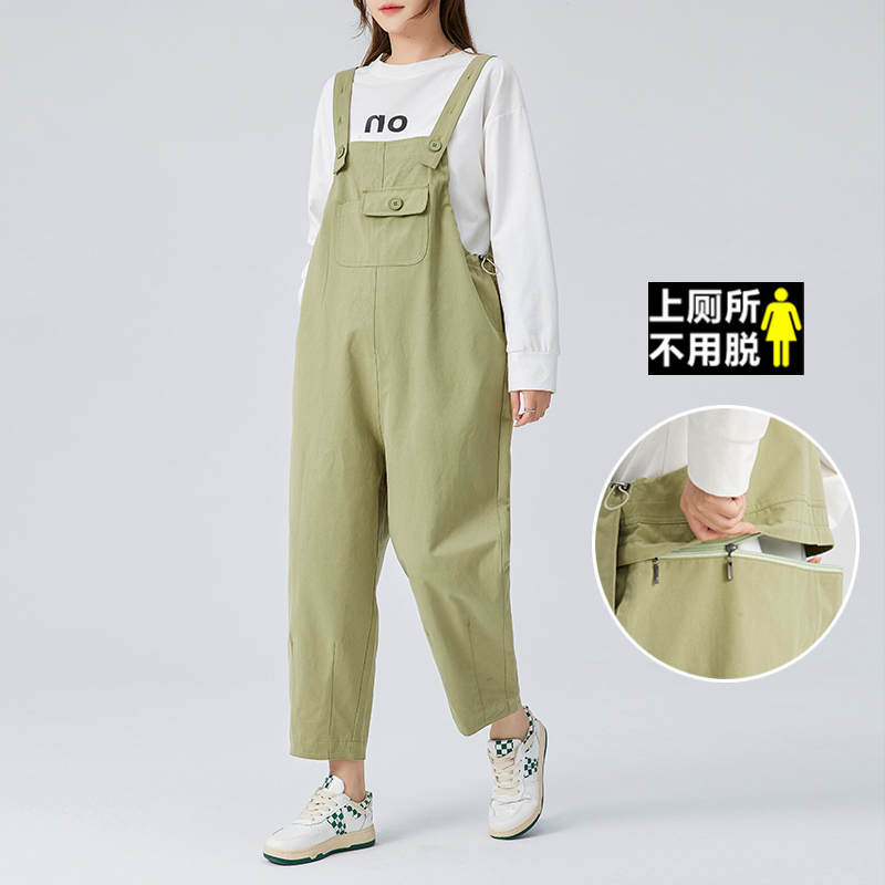 Maternity Overalls Spring and Autumn 2026 Petite Maternity Wear Spring Outerwear No Need to Take Off Loose Large Size Pure Cotton Pants