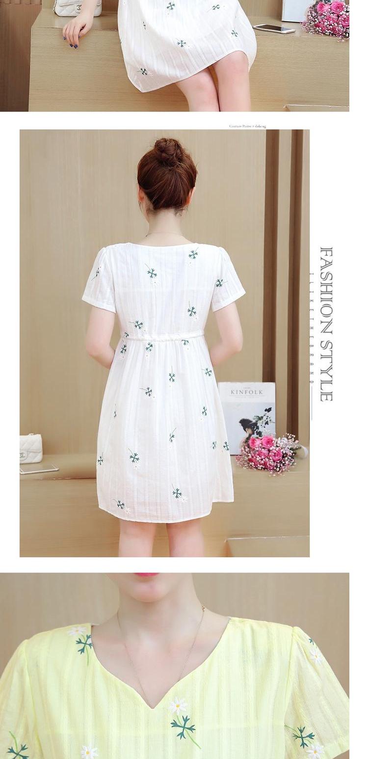 Bà bầu mùa hè diện áo dài 2019 mới giảm béo cho mẹ bầu áo sơ mi thời trang váy ngắn tay - Áo thai sản đầm bầu đẹp