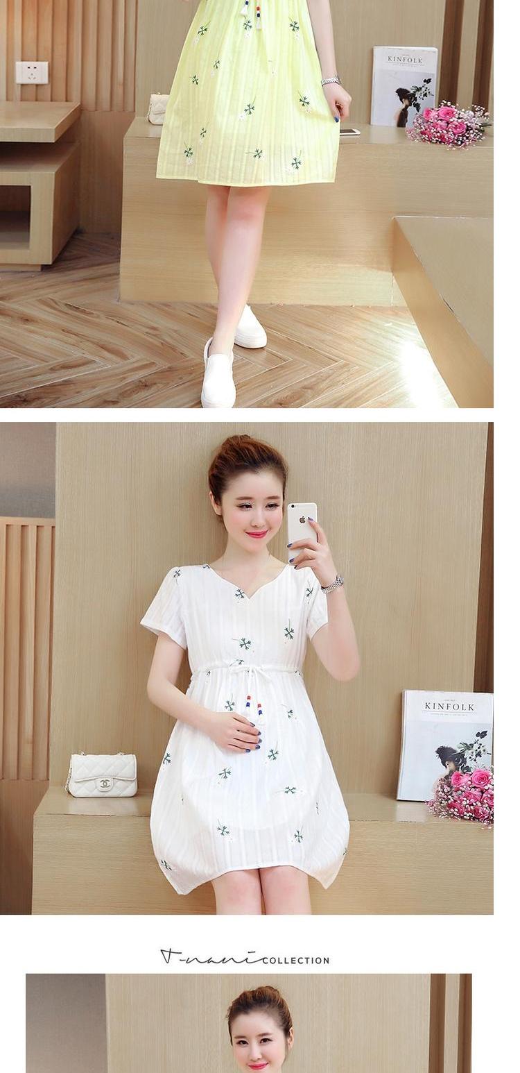 Bà bầu mùa hè diện áo dài 2019 mới giảm béo cho mẹ bầu áo sơ mi thời trang váy ngắn tay - Áo thai sản đầm bầu đẹp