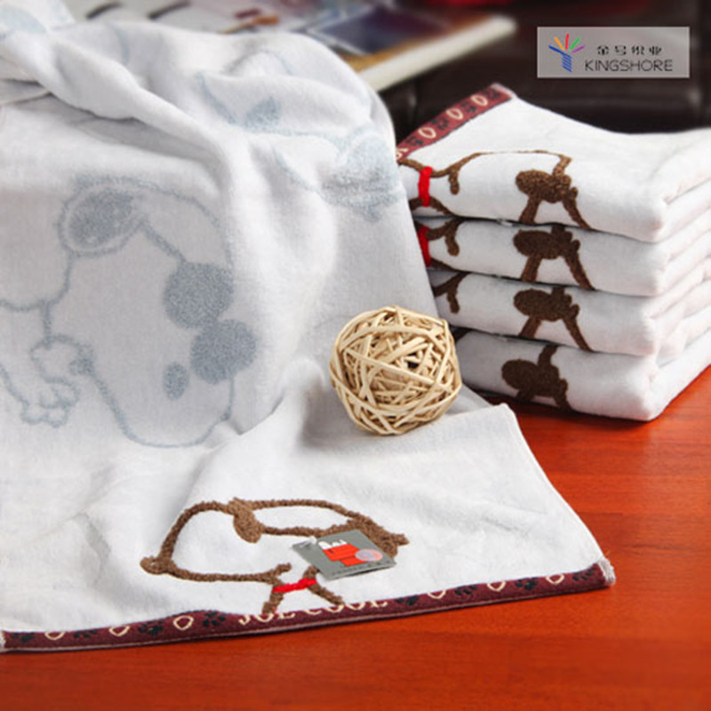 Golden Brand Pure Cotton Towel, All-Cotton Household Soft Cut-Pile Jacquard Absorbent Cartoon Snoopy Face Towel Sn1069