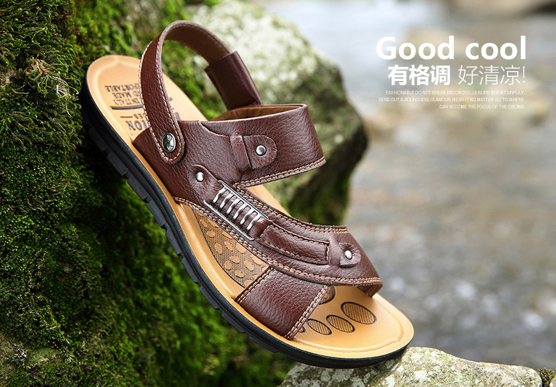 Dép mới mùa hè 2018 Giày da nam đi biển giày boot nam