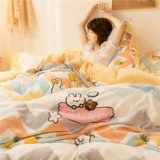 Коралловый комплект, зимняя простыня, фланелевый пододеяльник, покрывало, 4 предмета, увеличенная толщина, 3 предмета