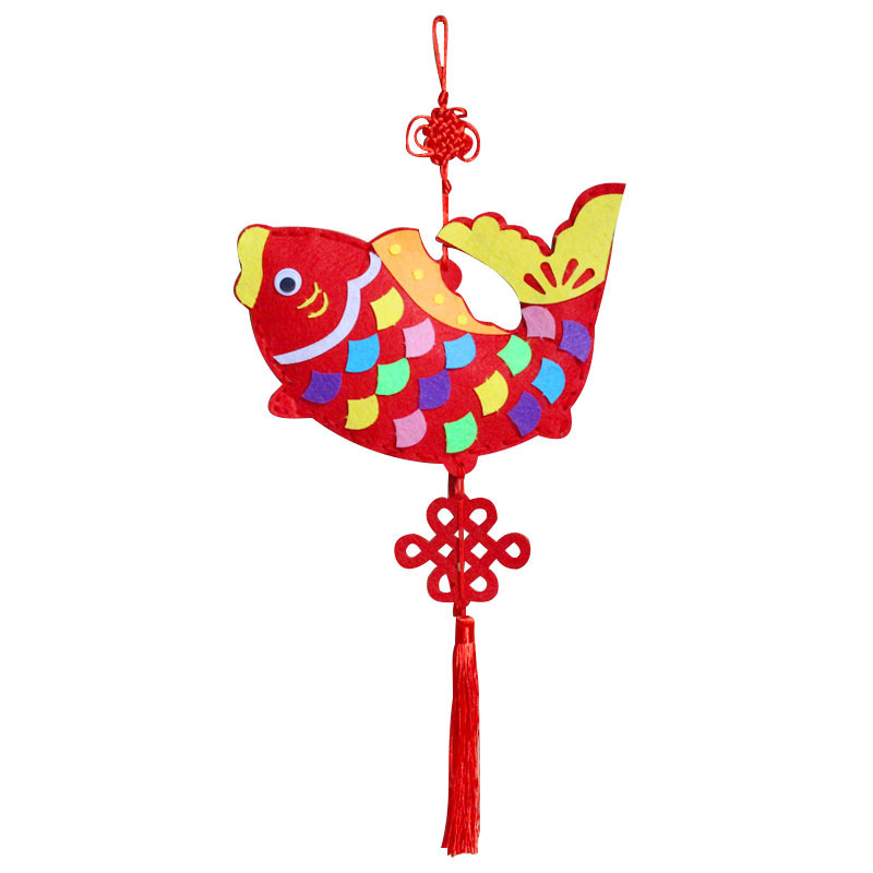 Unwoven cloth New Year's Spring Festival hanging decoration cloth art China Wind children handmade Diy Spring Festival material bag free of cut