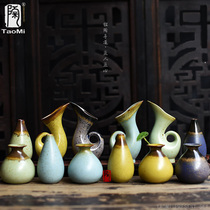 Ceramic fan Ceramic vase Creative simple hydroponic small flower Home aroma bottle decoration flower arrangement Dried flower vase