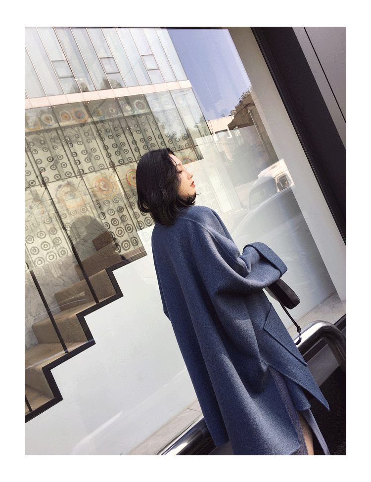 2018 phổ biến mới len cashmere áo hai mặt lỏng lẻo dài phần áo khoác len gió Hepburn nữ mùa đông áo khoác phao nữ