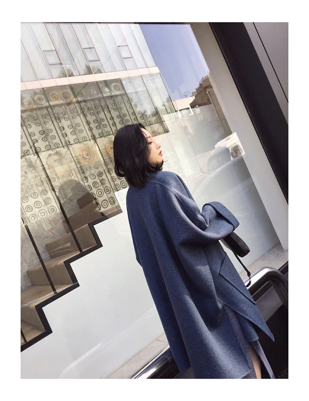 2018 phổ biến mới len cashmere áo hai mặt lỏng lẻo dài phần áo khoác len gió Hepburn nữ mùa đông áo khoác len cardigan