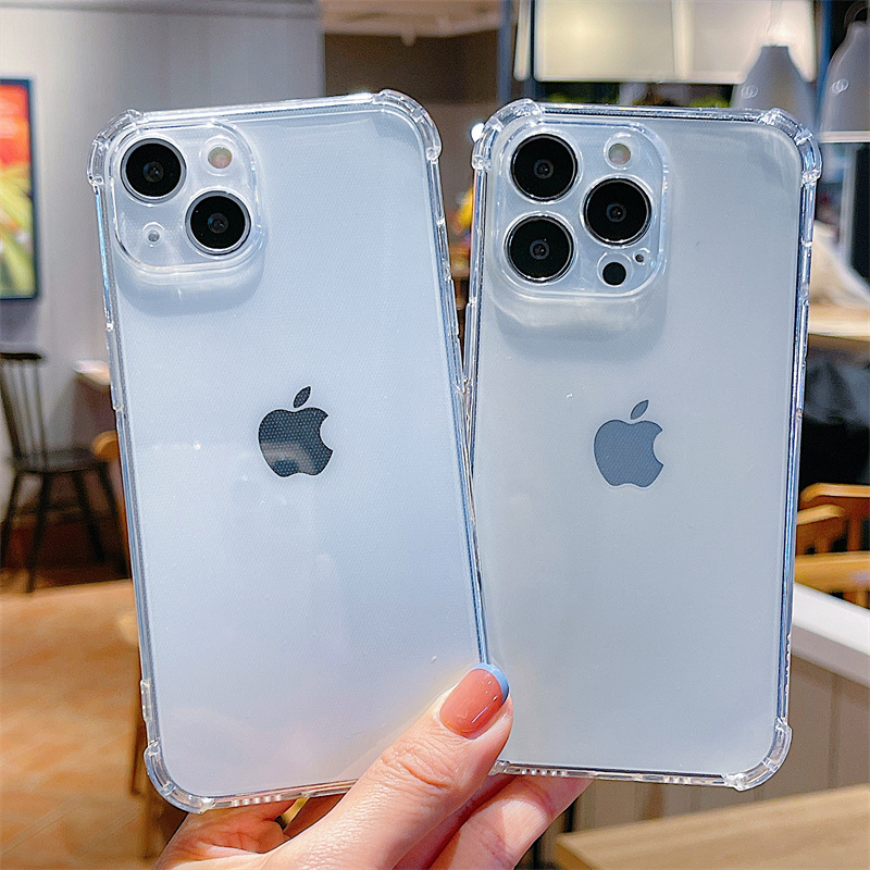 Suitable for Apple 13 Four-Corner Anti-Fall Protective Case Iphone13 New Airbag Transparent 16 Mobile Phone Case 17Pro Lens Full Cover 13Promax High-End Feel 12 Silicone 15 Soft 17 Female Male Pro