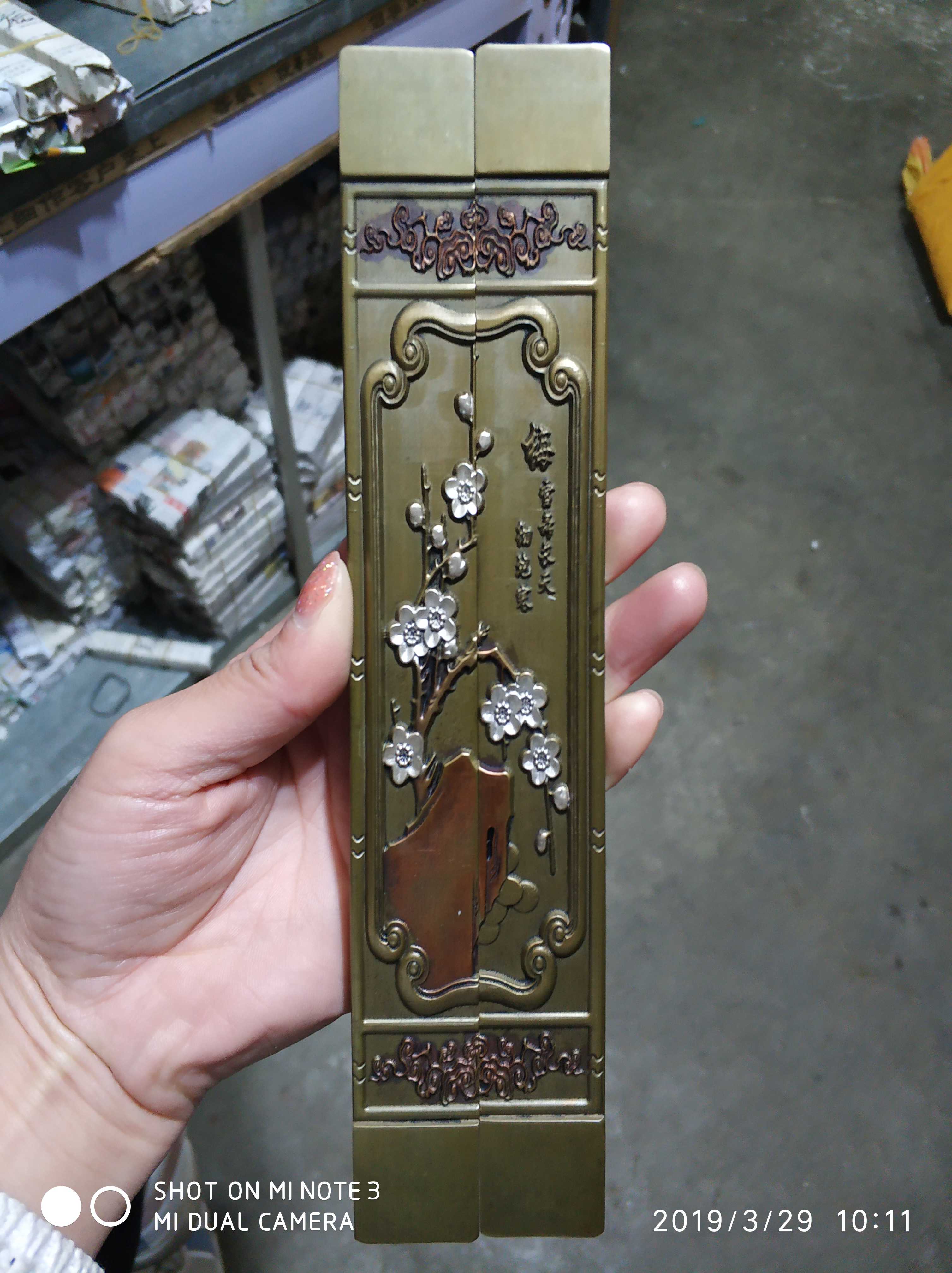 Yunxiaotang station supplies, ruler, paperweight, calligraphy, collection, friends, pure brass, solid, long 23 relief