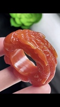 Natural A-grade ice-waxy red jade jadeite jade dragon finger loose stone with national inspection certificate