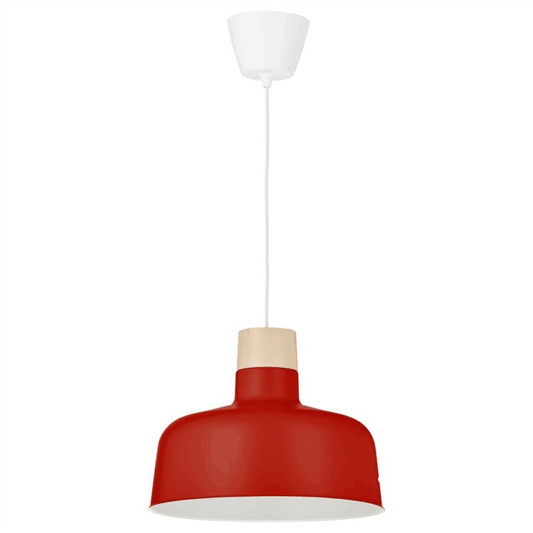 Ikea Bunkeflo Dining Room Decorative Lamp Chandelier Red/Birch 36cm