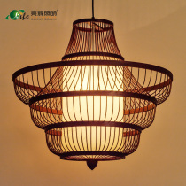 New Chinese Bamboo Art Chandelier Southeast Asian Japanese Creative Bamboo Retro Living Room Stair Hotel Restaurant Project Lamps