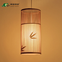 New Chinese Chandelier Creative bamboo dining hall lamp Japanese tea room tatami lamp Tea House Inns log lamp