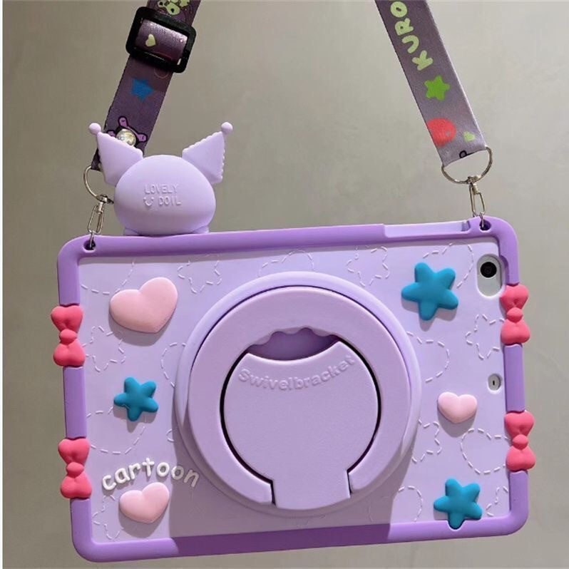 Suitable for Lenovo Shaoyang K10 Tablet Protective Case Tb330Fu Cartoon Rotating Stand Kissabc English Version Shaoyang K10 Cartoon Hand-Held Kuromi M6 Silicone Case Scm-Al10 Case