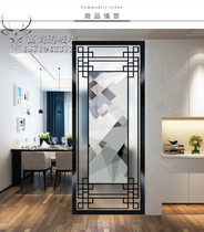 New Chinese double-sided transparent frosted screen art glass partition porch living room modern entry porch cabinet geometry