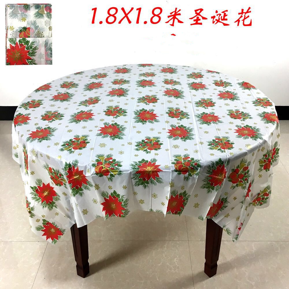 Cao su dày 80cm khăn trải bàn tròn không thấm nước dùng một lần khăn trải bàn màu trắng dày nhựa bàn vải hoa mẫu đơn khăn trải bàn tròn 4 - Các món ăn dùng một lần đũa dùng 1 lần