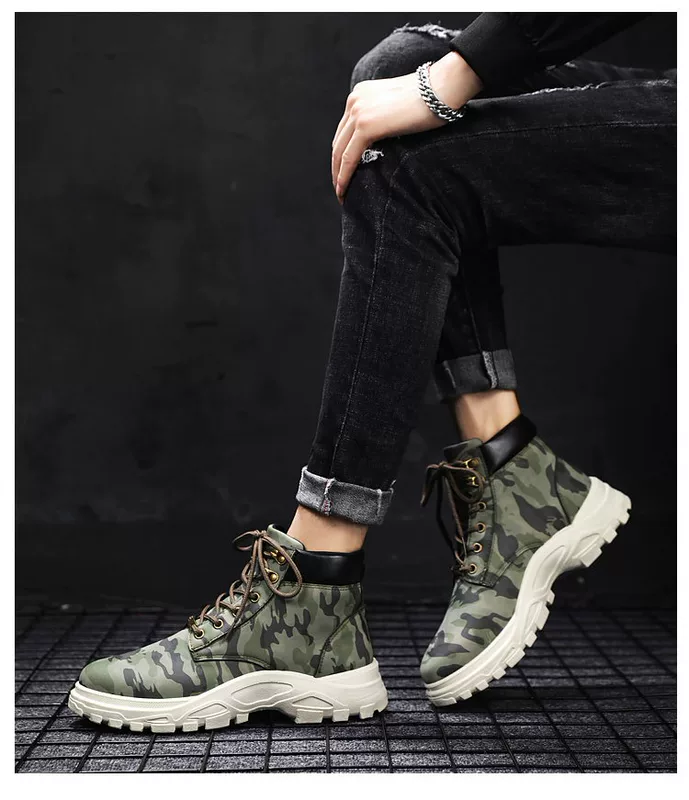 Camouflage Martin boots chiến đấu của nam giới khởi động quân sự tăng khởi động ngắn mùa thu mới sa mạc giày nam phiên bản hàn quốc của cao triều giày nam - Kính đeo mắt kính