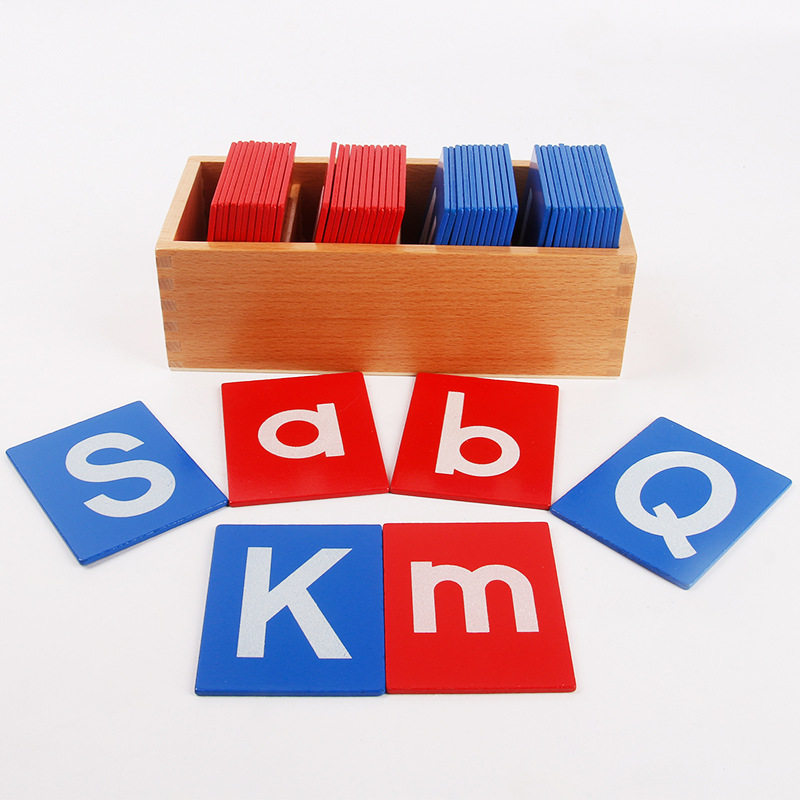 Red Blue English Sandals Alphabet Montai Sori Teaching Aids Children's Puzzle Casual Baby Wooden Hooded Teaching Aids