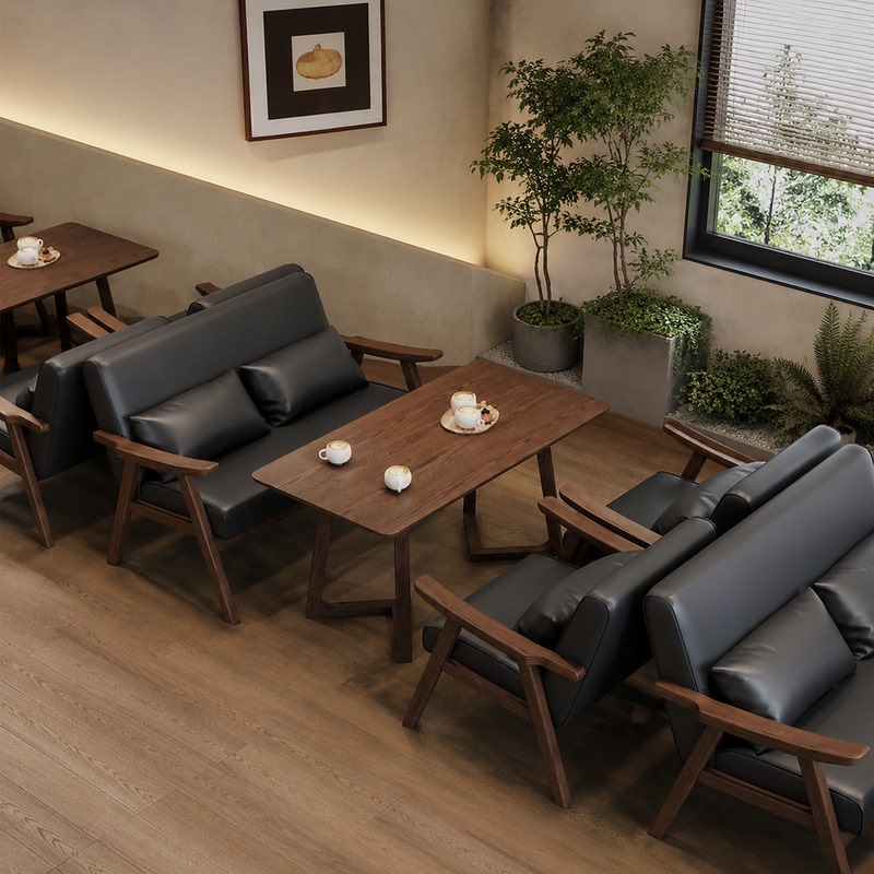 Cafe Table and Chair Set, Milk Tea Shop Leisure Sofa, Rest Area, Small Tavern, Tea House Booth Sofa, Commercial Use for Meetings Cafe Table and Chair Set, Milk Tea Shop Leisure Sofa, Rest Area, Small Tavern, Tea House Booth Sofa, Commercial Use for Meetings