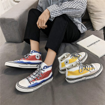 2022 spring new sails shoes mens high favor hand-painted graffiti students shoes Korean version 100 hitch and yin and yang mens shoes