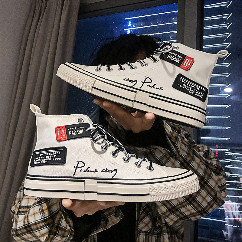 2022 spring summer new student doodle ow cherry blossom joint wave Korean version lovers shoes 100 lap high cylinder sailor men's shoes