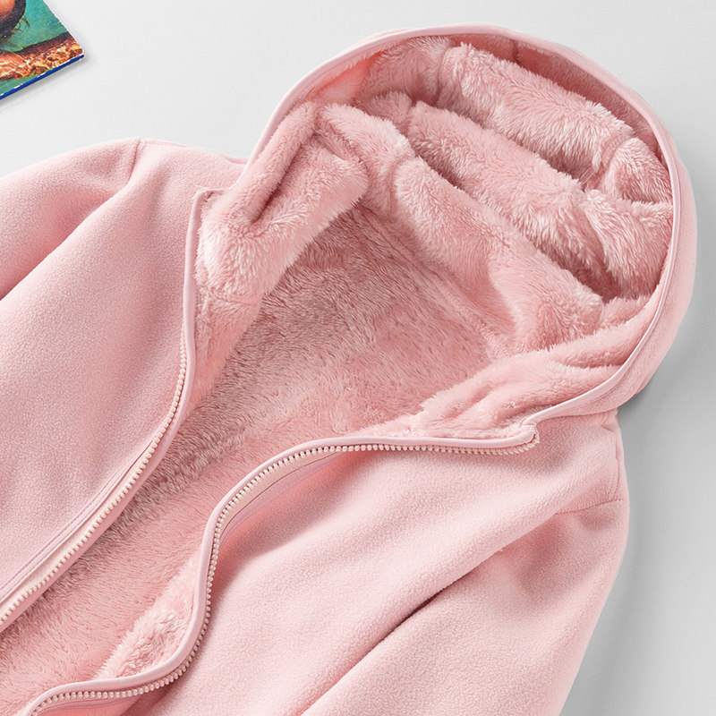 Wear fleece fleece fleece jackets for men and women in autumn and winter plus plus thick coral fleece hooded cardigan sweatshirt jacket