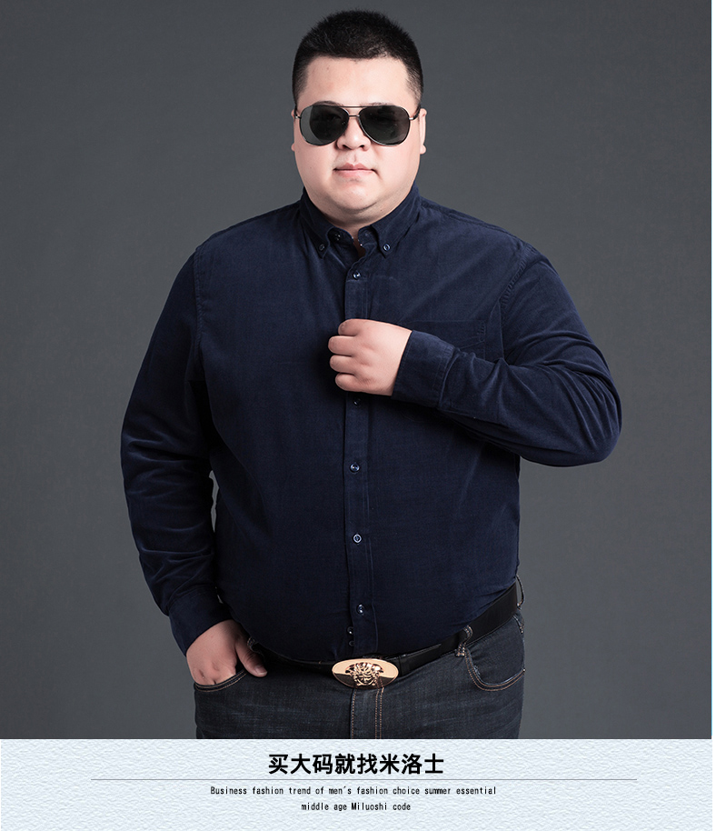 Áo sơ mi cotton kẻ sọc nam mùa thu đông dày tay dài cộng với phân bón XL lỏng kinh doanh áo sơ mi chạm đáy quần đũi nam