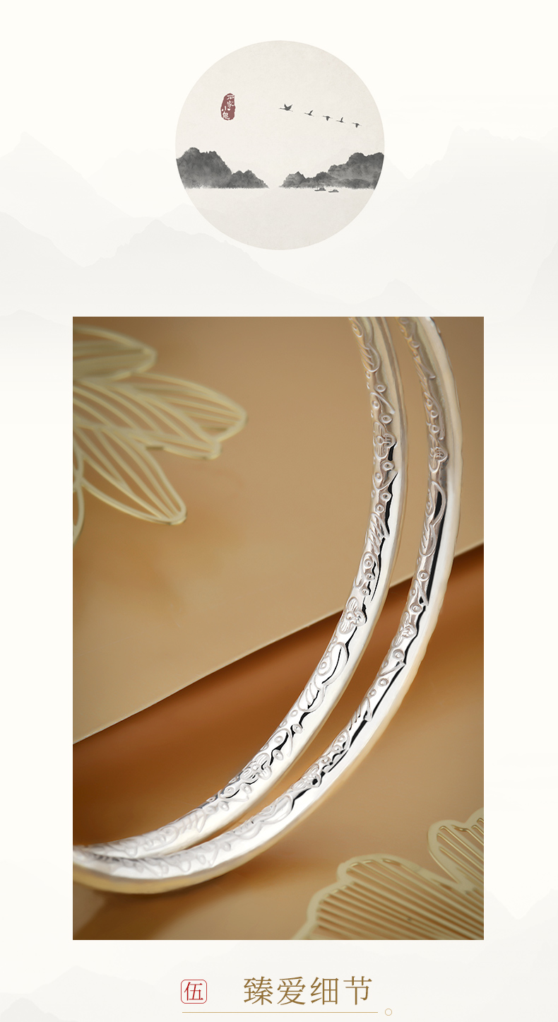 Vòng tay bạc trăm năm Baocheng Bohemian 999 Sterling Silver Phong cách phụ nữ Vòng tròn mỏng Vòng nhiều vòng chân rắn vòng tay đẹp