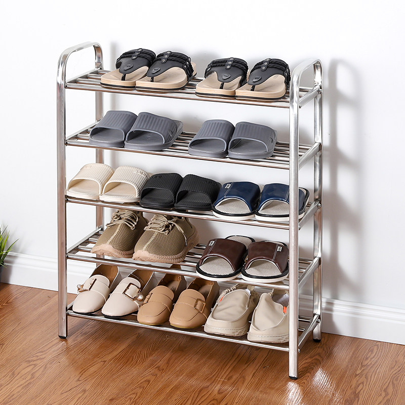 Stainless steel shoe rack multi-layer simple storage shoe cabinet indoor dormitory door home large capacity good-looking economy