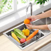 Drain bowl rack Household kitchen sink storage shelf Pool put chopsticks storage box Stainless steel drain basket vegetable basin