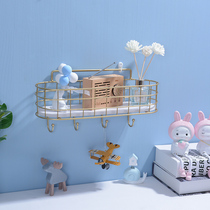 Decorative rack Nordic wrought iron home shelf entrance key adhesive hook wall hanging toilet wall shelf