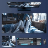 Большой ноутбук, клавиатура, герои, игровой настольный коврик