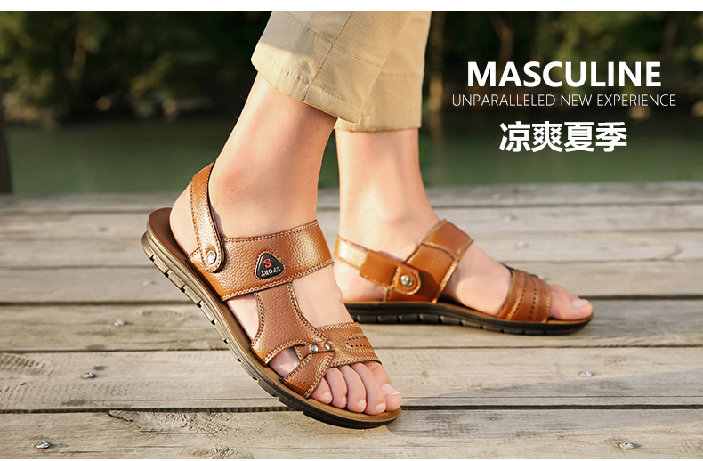 Mùa hè nam xu hướng dép da bình thường giày đi biển dép nam giày dép thoáng khí dép trượt shop giày nam đẹp