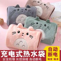 Warm water bag rechargeable plush cute chinchilla double plug hot water bag explosion-proof warm palace warm hand treasure electric warm treasure