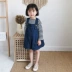 Quần áo trẻ em yy cho bé gái denim overalls 19 cô gái mùa hè trẻ em giản dị dễ thương quần short váy quần phiên bản mới của Hàn Quốc - Quần jean