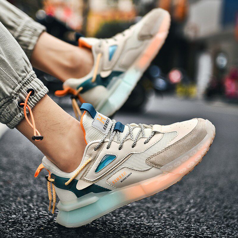 Tide brand thick bottom daddy shoes men's autumn mesh breathable soft bottom sports casual shoes fashion color matching personality trendy shoes men