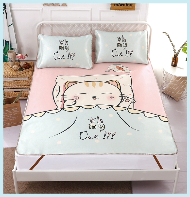 lụa băng Nam Cực mat mat 1.8m giường ký túc xá ba mảnh hè 1,5 đơn thảm gấp đôi - Thảm mùa hè