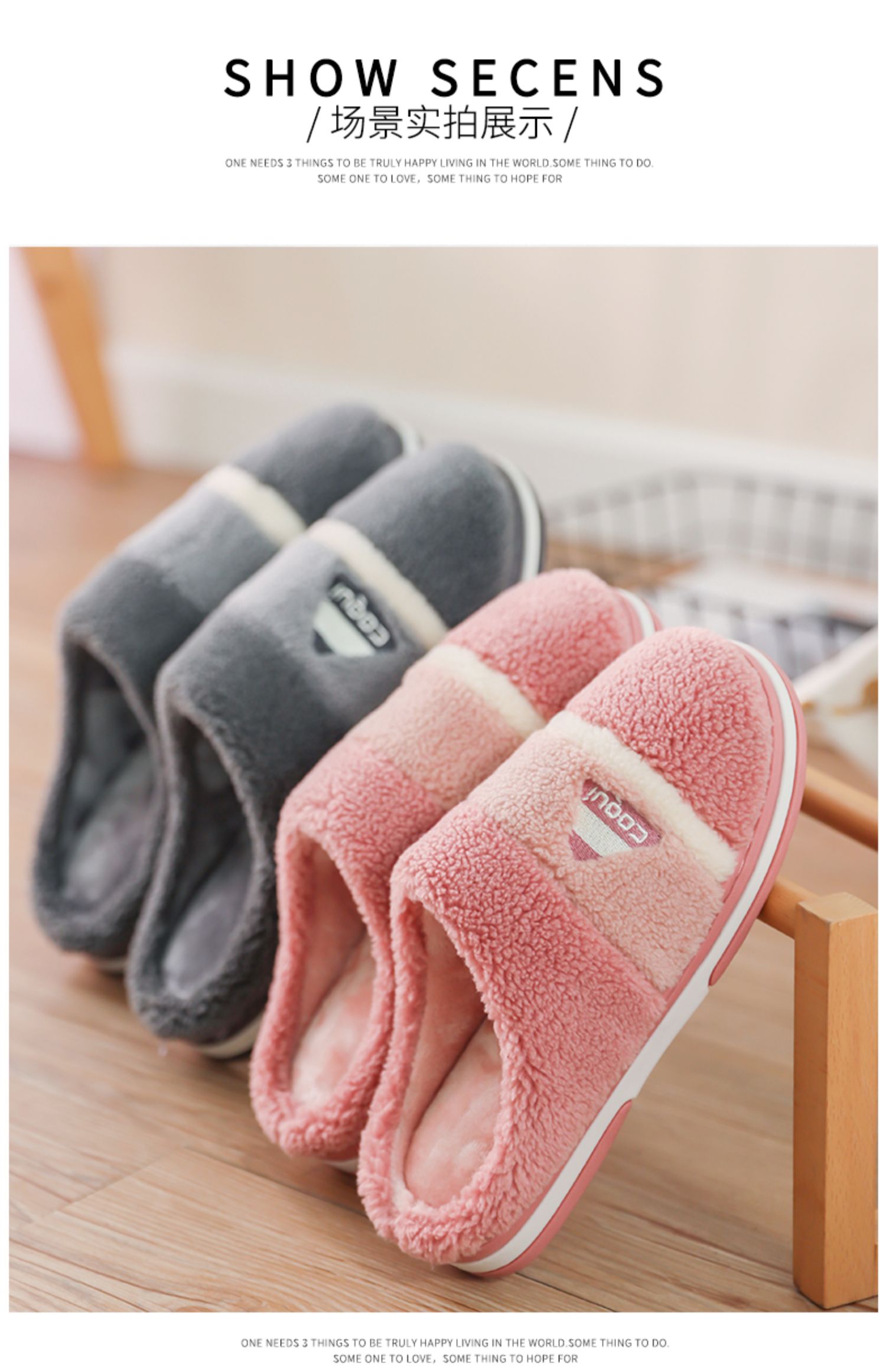 Dép cotton nữ mùa đông trong nhà dày đáy chống trơn ấm cho nam nhà đôi dép mùa đông 2019 sản phẩm mới - Trang chủ dép đi nhà tắm