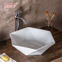 Céramique Terrace Basin Terrace Basin Hexagon Art Basin Washbasin Thin Side L Wash Face Pool Balcony Wash Basin Home