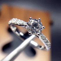 Fudaseng 18k diamond ring female custom platinum marriage proposal wedding platinum diamond ring female 70 points SI IJ