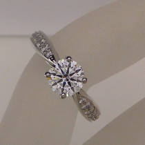 Fudabeng PT950 Platinum 50 points diamond ring female diamond wedding proposal ring Platinum four claw jewelry 70 points