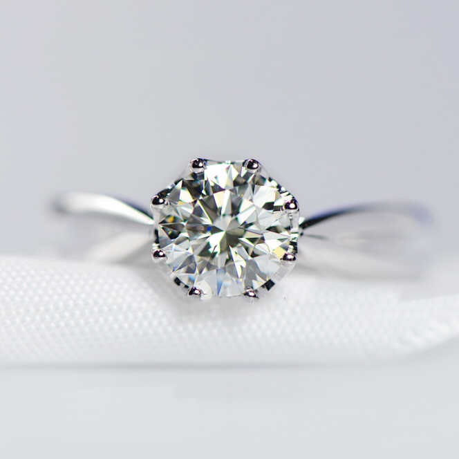 18K white gold 60 points diamond women's ring diamond ring round diamond wedding ring 70 points carat diamond ring natural diamonds