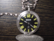 Steel case black plate large character pocket watch