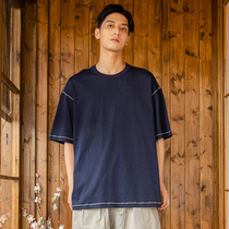 NGOARMY bright line craft high-definition fishbone line short-sleeved 230G comfortable light and light plush cotton loose Japanese wild