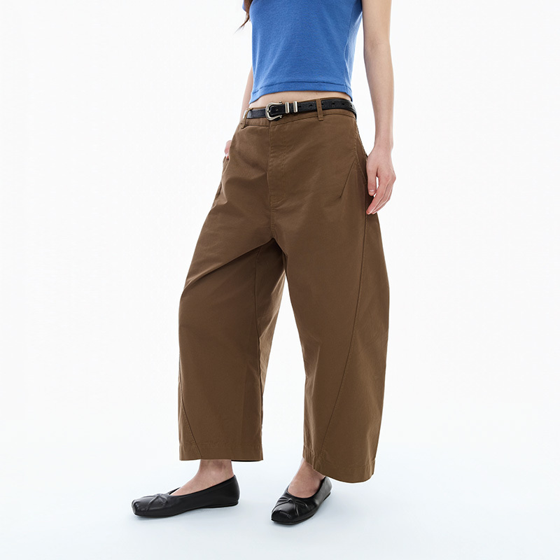 Norybrand Urban Flowing "Scimitar Family" Cotton-Bamboo Blend Nine-Point Scimitar Pants Wide-Leg Casual Pants
