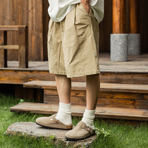 NGOARMY 21SS thin double fold shorts men khaki tooling national tide summer thin section five points loose Japanese