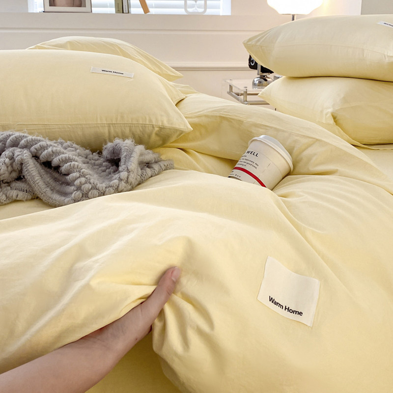 ins Nordic Feng Shui Feng Shui Cotton Full Cotton Pure Cotton Bed Four Pieces 100 Bed Goods Dorm Bed Linen Three Sets of Quilt Cover-Taobao