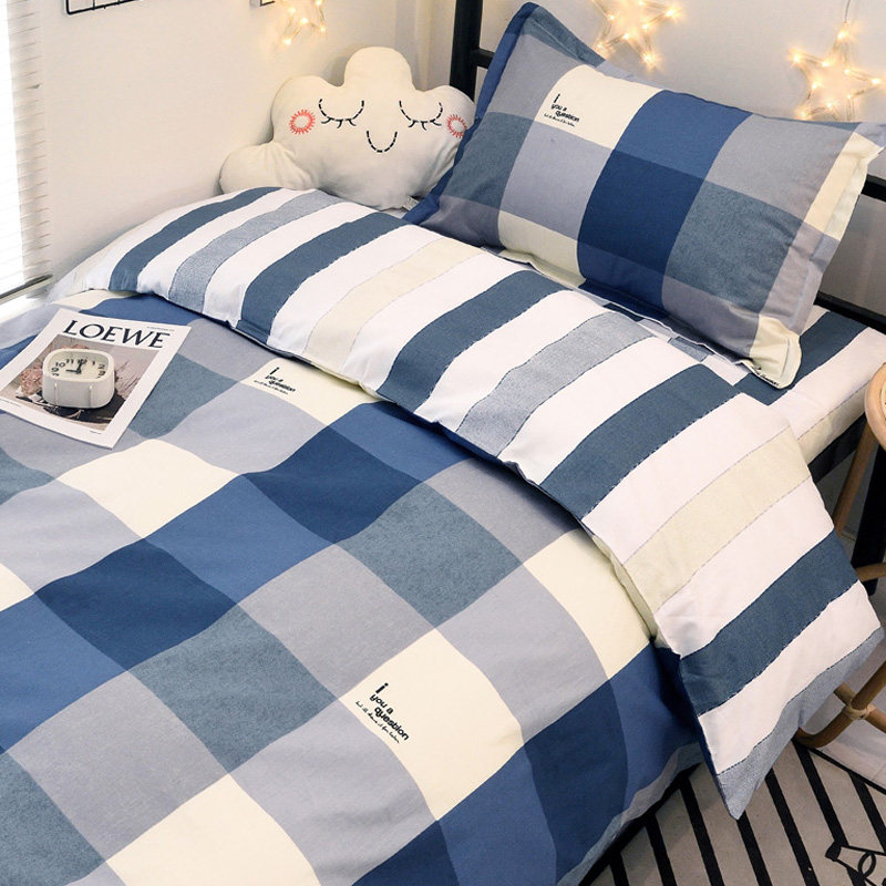 Brief Pure Cotton College Student Dormitory Bed Three Sets 100 Of 100 All Cotton 1 2 Bedrooms Bedrooms Quilt Cover Nordic Bed
