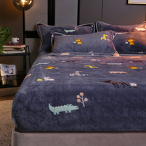 Flannel fitted sheet bedspread Suede single piece Winter Simmons mattress cover Coral fluff bedspread cover non-slip