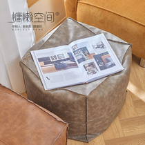 Nordic simple soft stool living room leather art sofa Pier low stool Creative Square bench small apartment seat home shoe stool